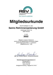 Rohrleitungssanierung-Verband RSV_Mitglied Rohrsanierung Innenrohrsanierung Rohrinnensanierung Abwasser Regenwasser Hamburg